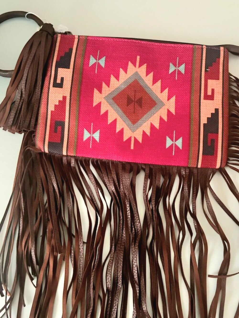 NWT Pink Fringe Aztec Pattern Wristlet